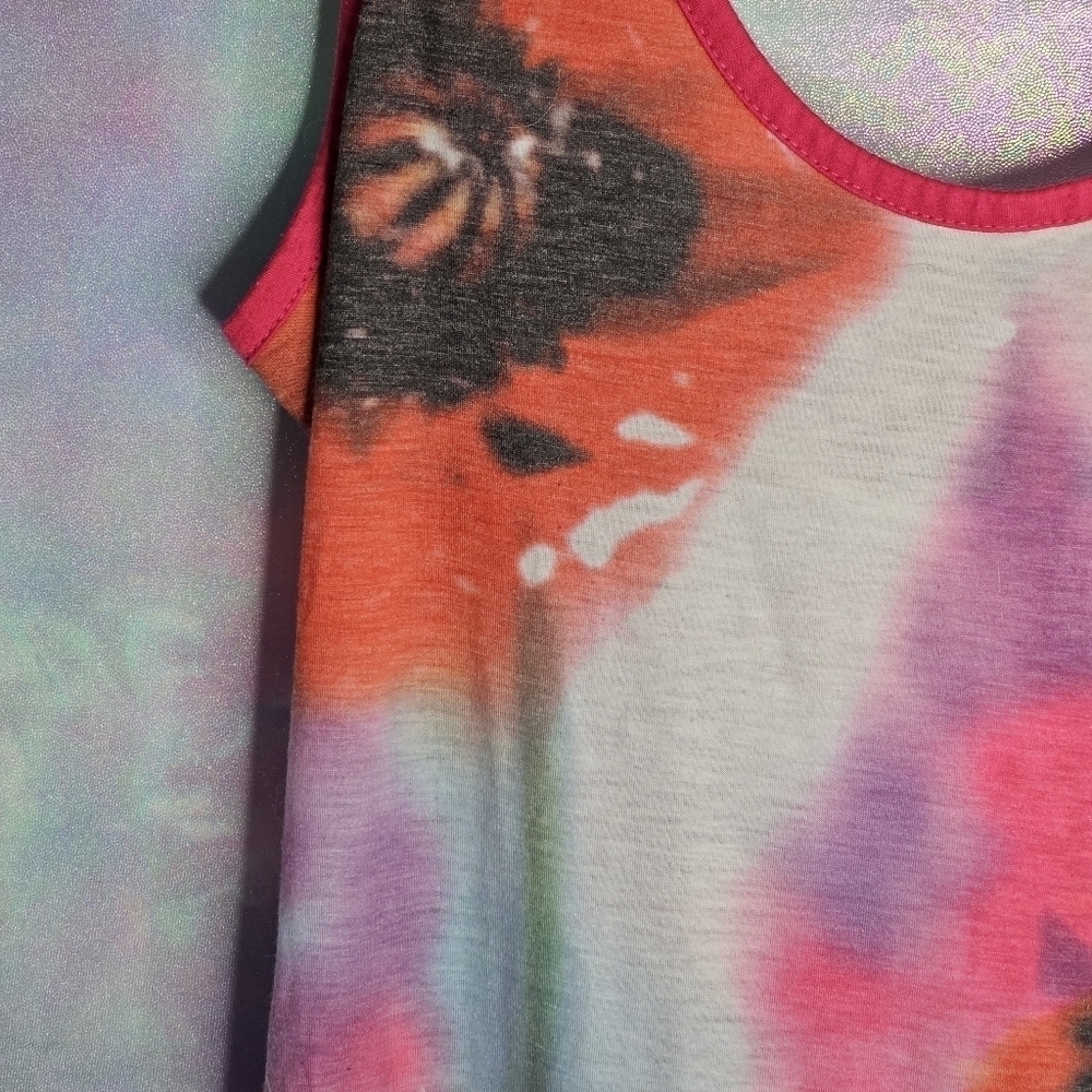 Jessica Simpson Pink Purple Blue Neon Tie Dye Tank Top Open Back Size Medium - Picture 4 of 13